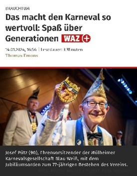 Josef Pütz, Ehrenvorsitzender und ältester Ehrensenator der KG Blau Weiss